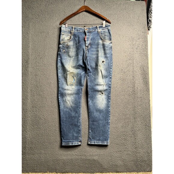 Dsquared2 Jeans Mens 32 Blue Distressed Slim Fit Denim Italy - Picture 4 of 16